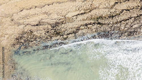 Obraz na płótnie Drone view of Ragounite beach in Jard sur Mer, Vendee, France on a spring day w salonie