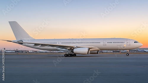 Private Jet on Runway at Sunset