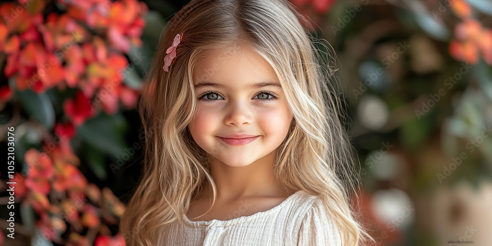 Fototapeta premium portrait of an white little girl with a smile