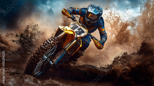 Dirt Bike Rider in Action,  Motion Blur