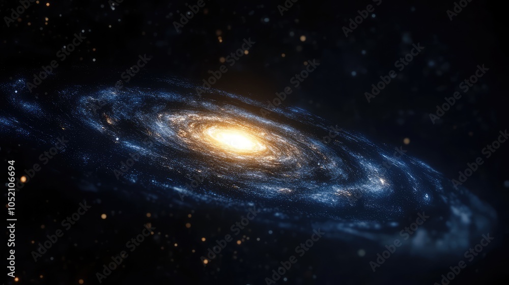 A distant galaxy glowing faintly in the void, its spiral arms barely visible against the endless darkness of space A distant galaxy glowing faintly in the void, its spiral arms barely visible against the endless darkness of space