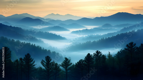 Misty Mountain Landscape Photo