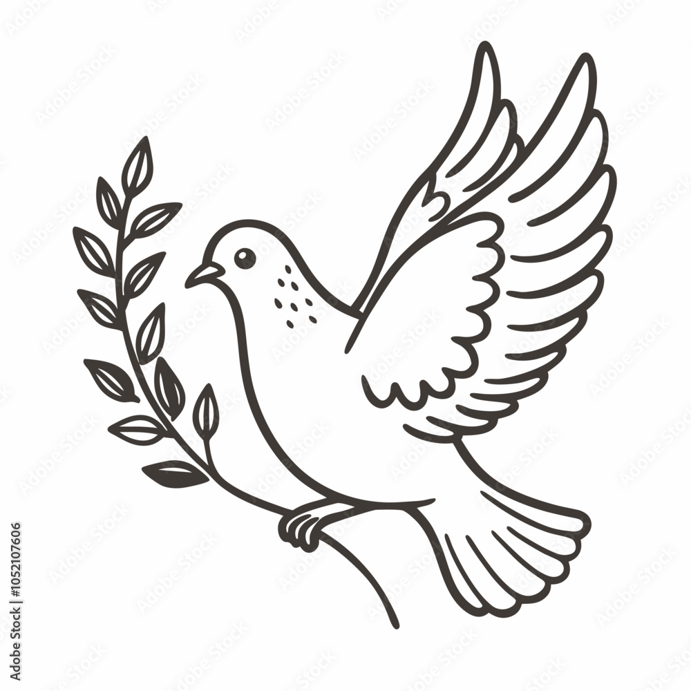 Fototapeta premium Elegant Dove with Olive Branch Symbolizing Peace and Harmony