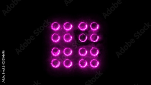 In the manner of neon. A light decorating icon against a dark background. A symbol with bright decorations.