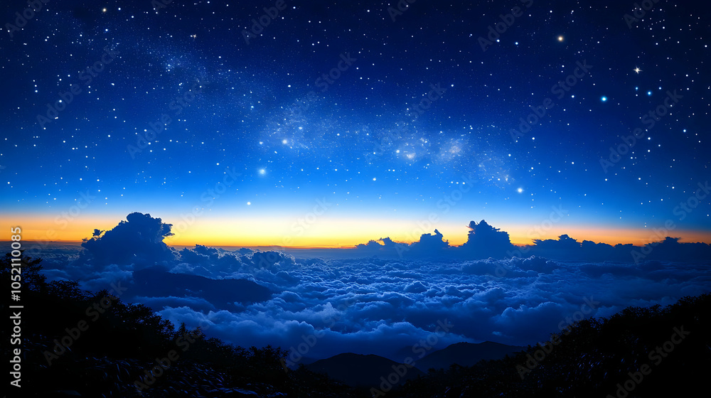 Night Sky Above the Clouds Realistic Image Night Sky Above the Clouds Realistic Image