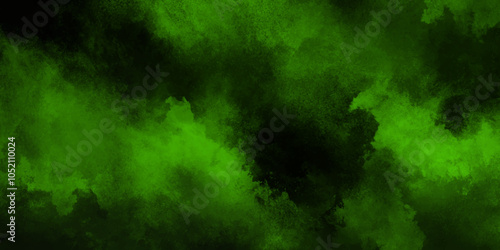 abstract cloud and vapor texture background. Black and Green smoke aquarelle smudge illustration smooth grungy smokey light green colors ink glow. green color powder explosion	
