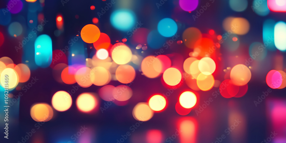 A blurry photo of a city street at night with lights from cars. A blurry photo of a city street at night with lights from cars.