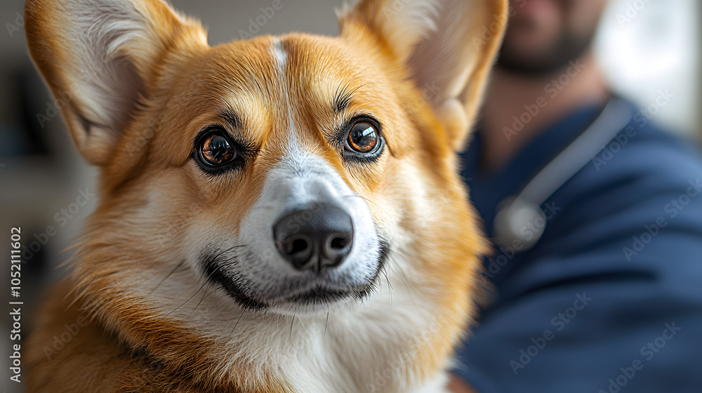 A Corgi Dog Held by the Neck of an Adult Male Doctor in a Veterinary Clinic, Showcasing Professional Pet Care, Trust, and Compassionate Animal Treatment
A Corgi Dog Held by the Neck of an Adult Male Doctor in a Veterinary Clinic, Showcasing Professional Pet Care, Trust, and Compassionate Animal Treatment