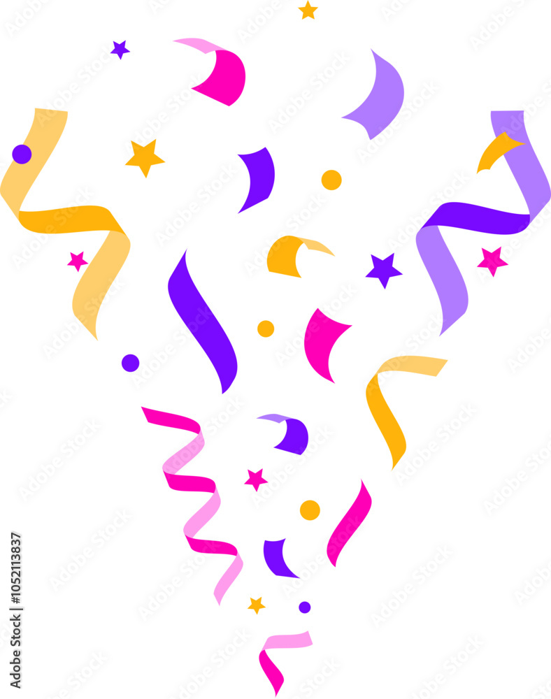 Confetti stream. Confetti stream effect. Flat style.