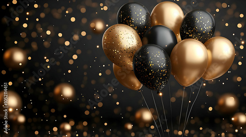 Gold and Black Balloons 3D ...