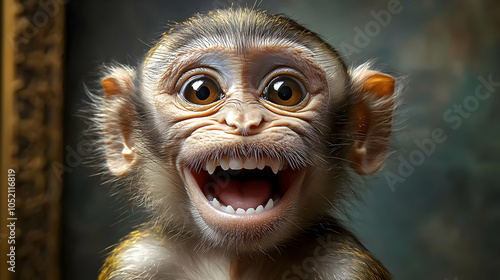 Cute Monkey Portrait - Real...