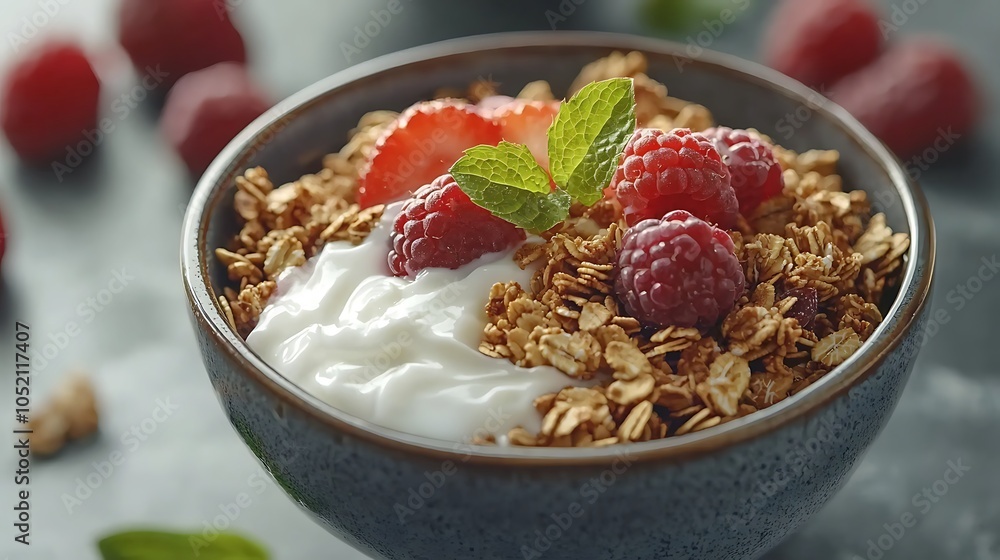 Healthy Breakfast Bowl with Granola and Berries Healthy Breakfast Bowl with Granola and Berries