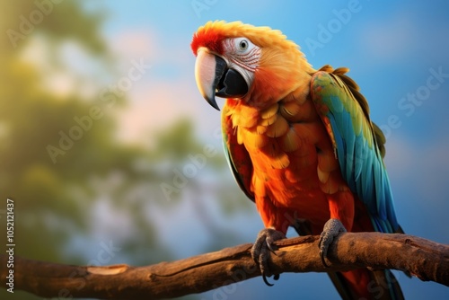 Parrot animal branch beak. photo