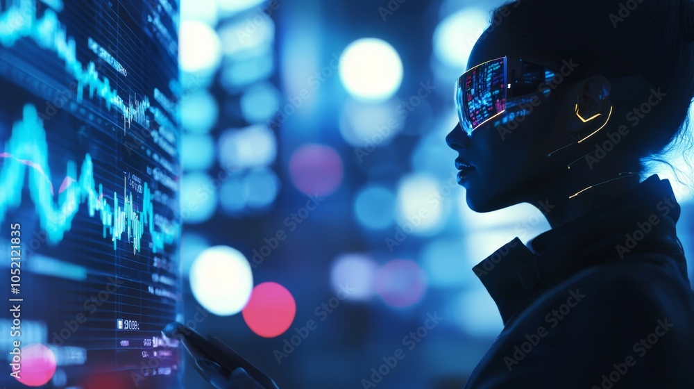 Financial market AI assistant A holographic AI assistant displaying stock market trends, investment options, and personalized financial advice Financial market AI assistant A holographic AI assistant displaying stock market trends, investment options, and personalized financial advice