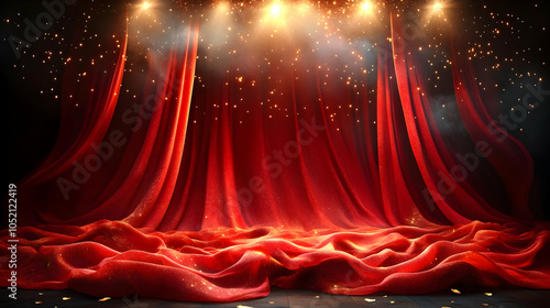 Red Velvet Stage Curtain wi...