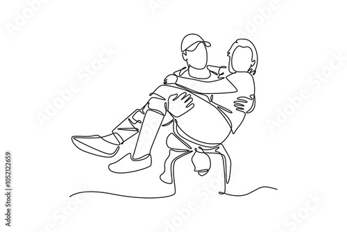 Wallpaper Mural Rescue concept. Single line draw design vector graphic illustration. Torontodigital.ca