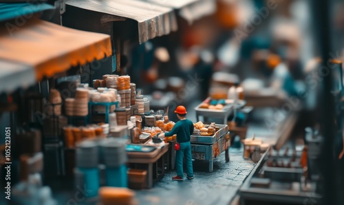 Wallpaper Mural A miniature market scene with a man. Torontodigital.ca