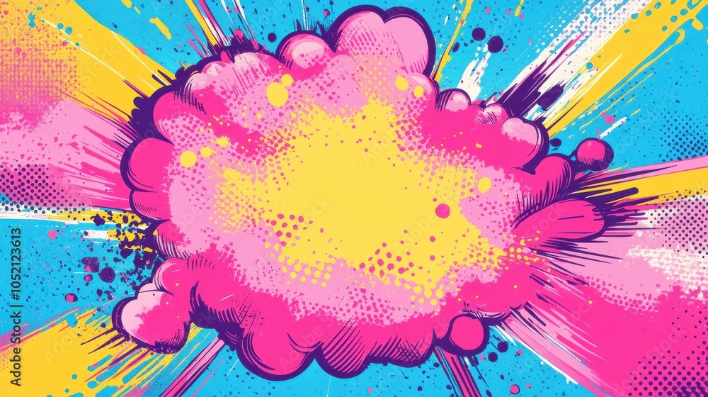 Fototapeta premium pop art background with comic book explosion, halftone dots, and a splash of color.