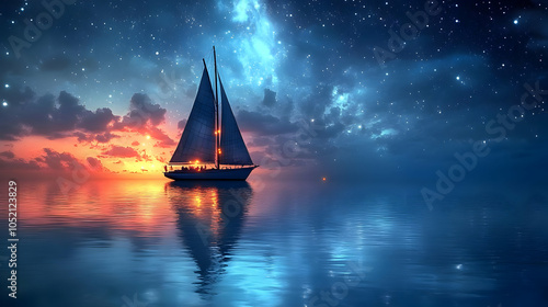 Sailboat at Sunset Under a ...