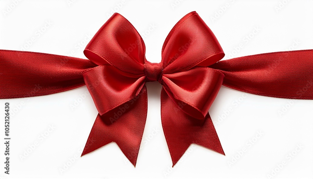 Fototapeta premium Christmas bow clip art big classic style ribbon isolated on white background.