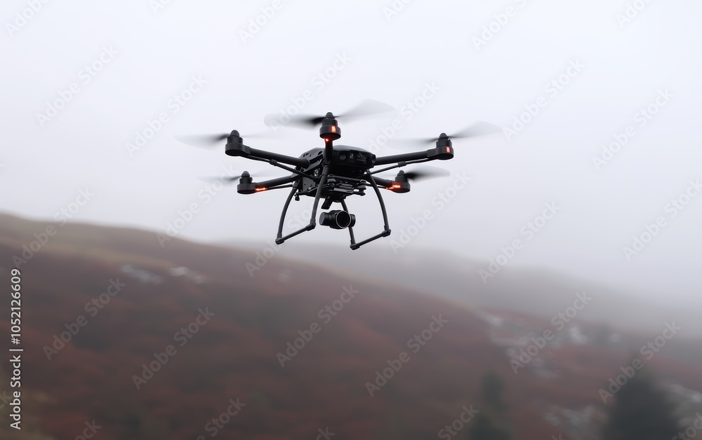 Fototapeta premium Drone flying over a field, capturing images of crops, part of an agricultural study