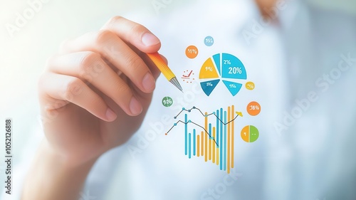 Bussiness strategic forecast concept. Business growth projection chart for 2025, close-up of rising data photo