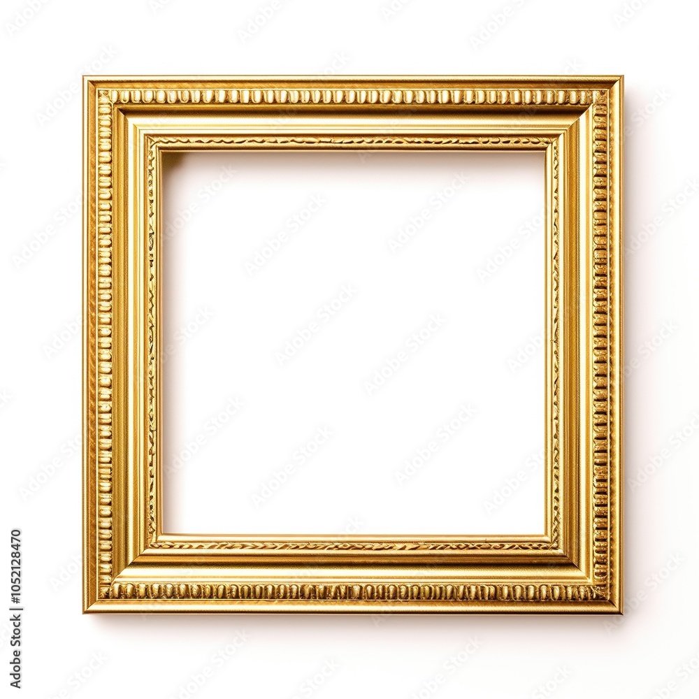 Golden colour Photo square shape frame top view isolated on a white background Golden colour Photo square shape frame top view isolated on a white background
