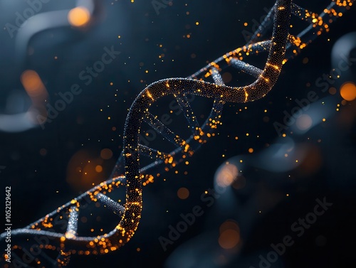 Gene editing tool with digital overlay showing genome maps, closeup, genome mapping closeup, intelligent, techfocused photo