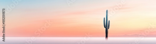 A serene desert landscape featuring a tall cactus against a colorful sunset sky, symbolizing tranquility and nature's beauty.