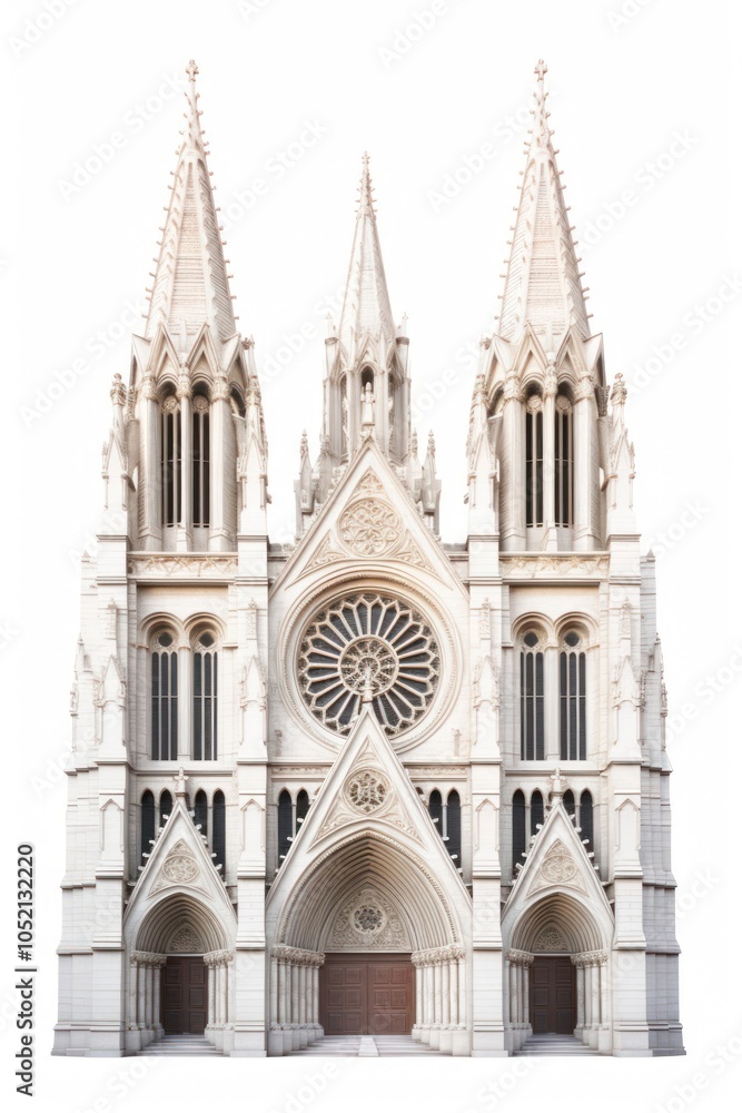 Fototapeta premium Architecture photo of stone cathedral building white background spirituality.