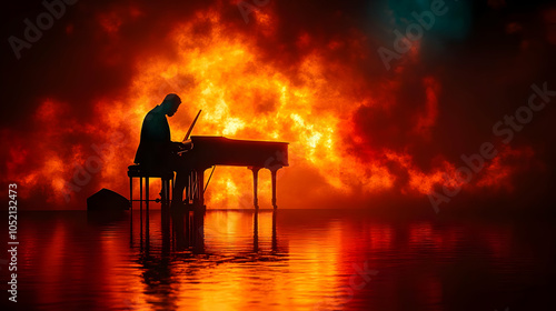 Silhouette of Man Playing P...