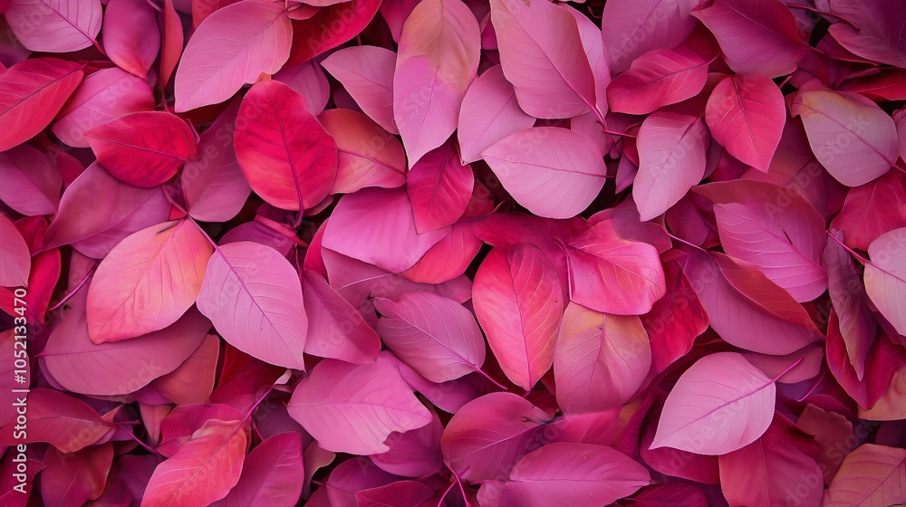 Hot pink fall leaves covering the ground. Hot pink fall leaves covering the ground.