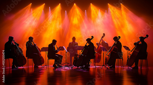 Silhouette of Musicians Per...