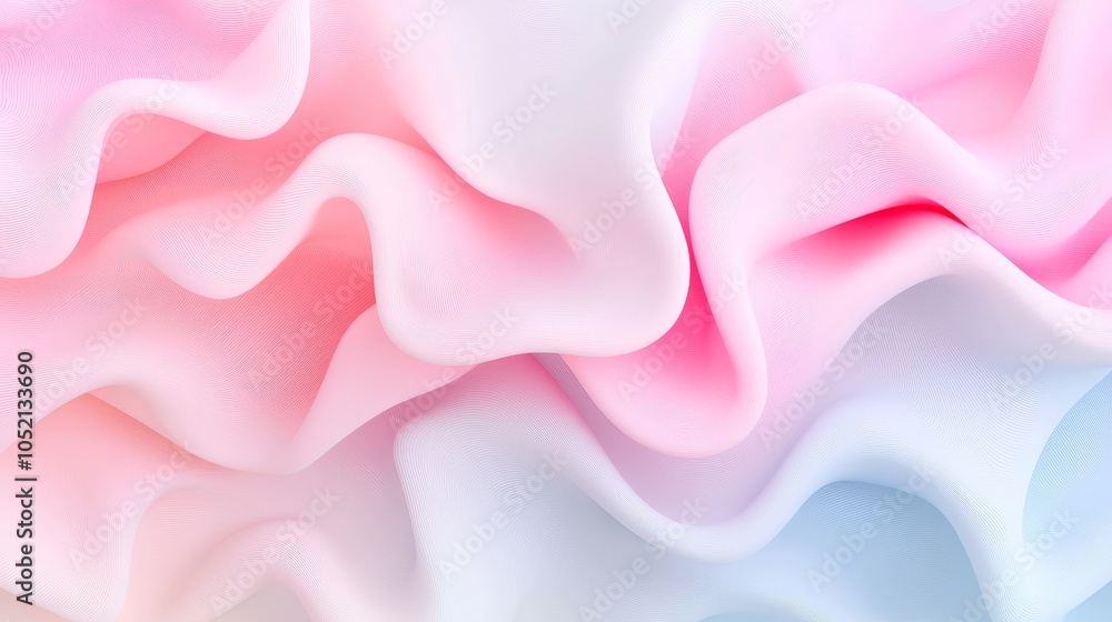 Obraz premium Elegant waves of soft pastel fabric creating a serene and dreamlike atmosphere in textured layers