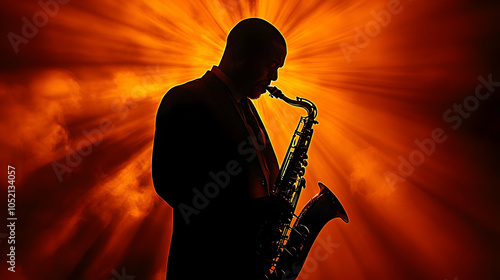 Saxophone Player Silhouette...