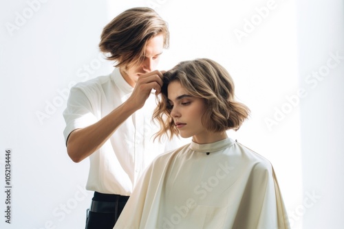 Hairdresser adult togetherness hairstyle.
