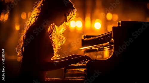 Silhouette of Woman Playing...
