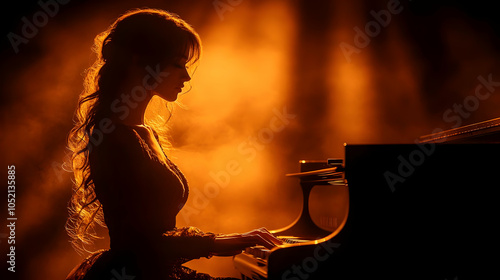 Silhouette of a Woman Playi...