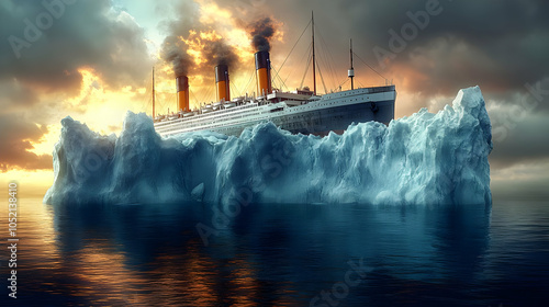 Ocean Liner and Iceberg Ill...