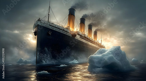 Ocean Liner and Iceberg Ill...