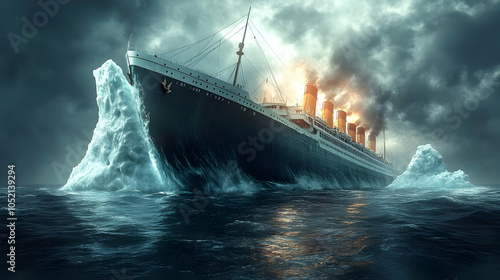 Ocean Liner and Iceberg Ill...