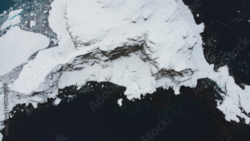 Cape Perez. Seascape and landscape in Antarctica. South Pole.