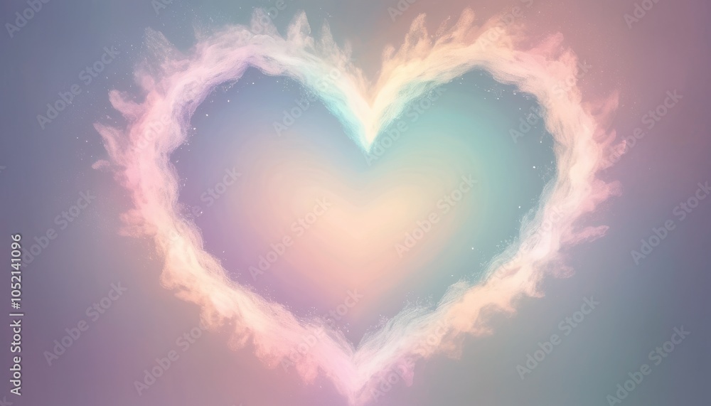 Dreamy heart-shaped light illustration with soft pastel colors and a glowing center Dreamy heart-shaped light illustration with soft pastel colors and a glowing center