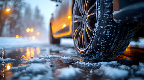 Closeup of a Car Tire on a ...