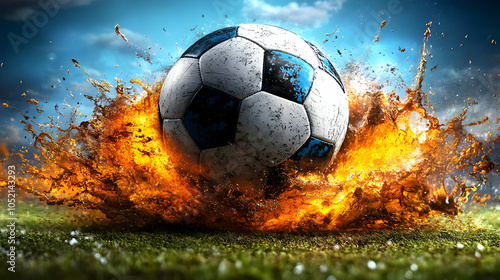Soccer Ball in Flames Reali...