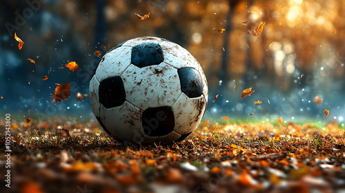 Soccer Ball in Autumn Leave...