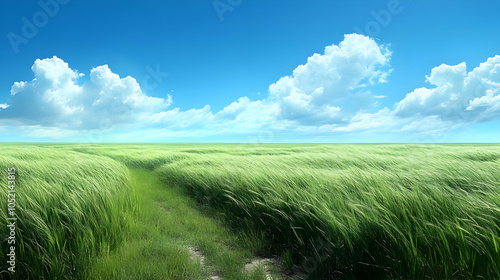 Green Grass Field Landscape...