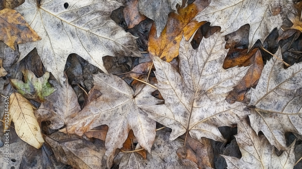 Close-Up of Dry Autumn Leaves with Detailed Textures Close-Up of Dry Autumn Leaves with Detailed Textures