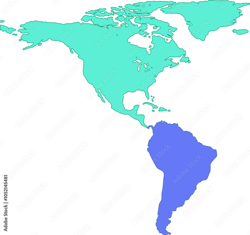 Fototapeta premium map of North and South America
