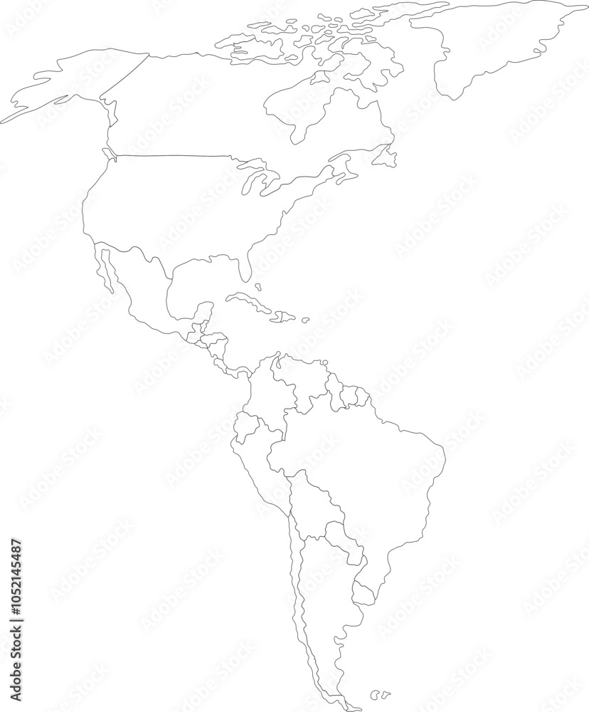 Obraz premium Detailed map of North and South America